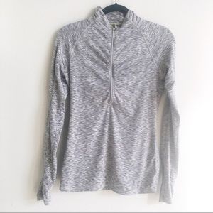 Athleta Mendoza 1/2 Zip Running Shirt Thumb Holes Space Dye Gray/Blue Size Small